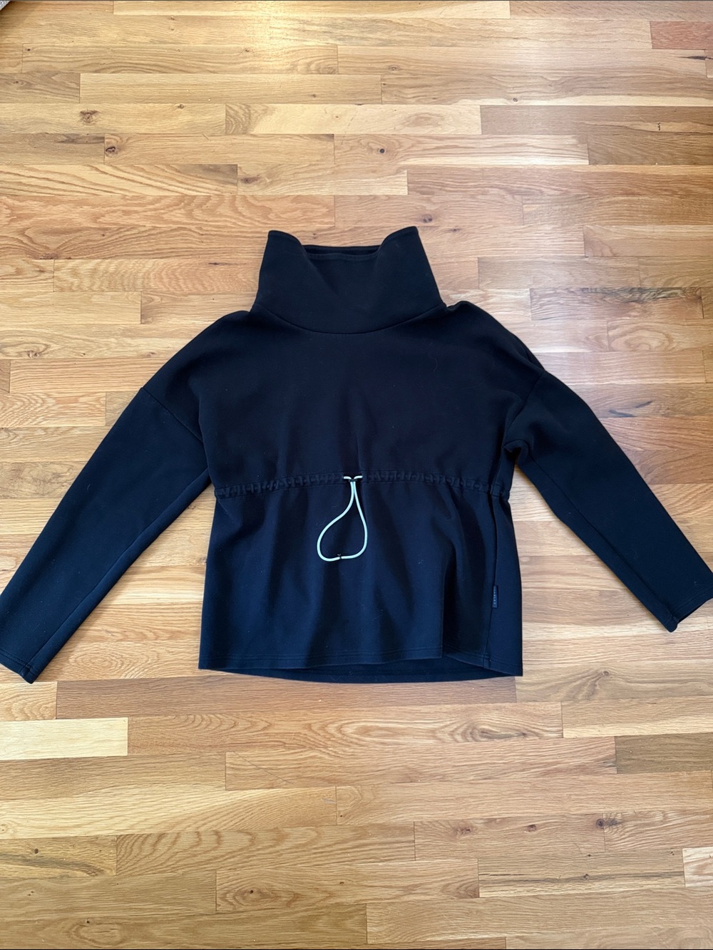 Varley Black Cowl Neck Drawstring Waist Sweater